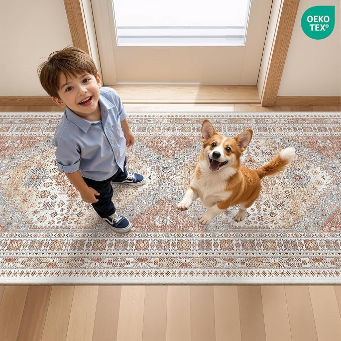 4x8 Rugs for Bedroom Vintage Wide Runner Rug for Hallway, Low Pile Soft - Image 7