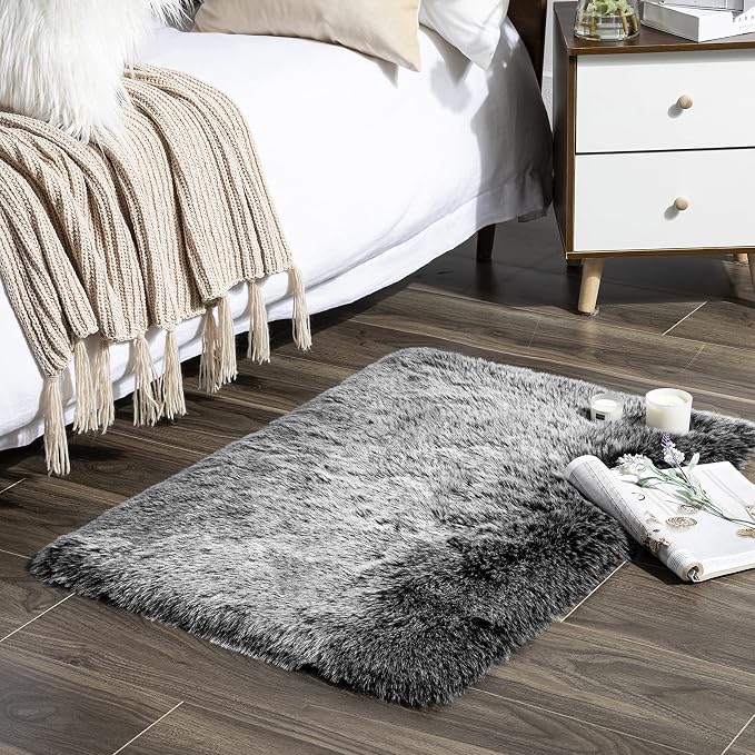 Ashler Faux Fox Fur Rug, 2x3 FT Rectangle Rugs, Ultra Soft Shaggy Area Rugs - Image 2