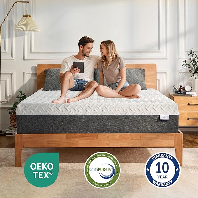 12 Inch Green Tea Memory Foam Mattress, Twin Memory Foam Mattress in a Box, Gel Infused Foam for Pressure Relief and Cool Sleep, CertiPUR-US Certified, Medium Firm