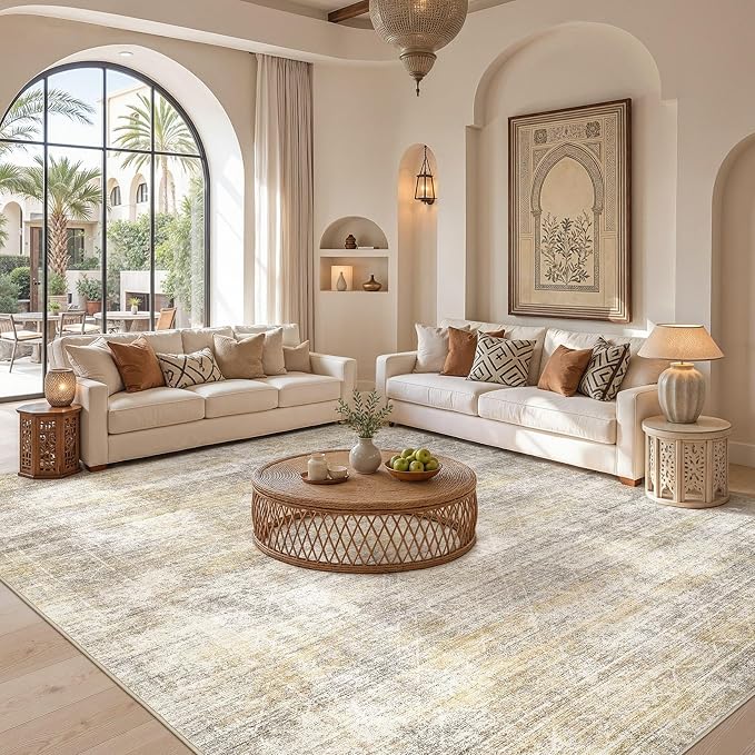 cotiled Boho 10x14 Area Rug for Living Room: Large Moroccan Washable Rug | - Image 4