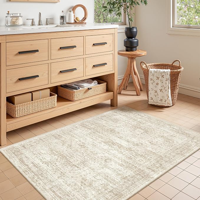 3x4 Rugs for Entryway, Washable Area Rug, Neutral Rug, Stain Resistant Indoor - Image 4