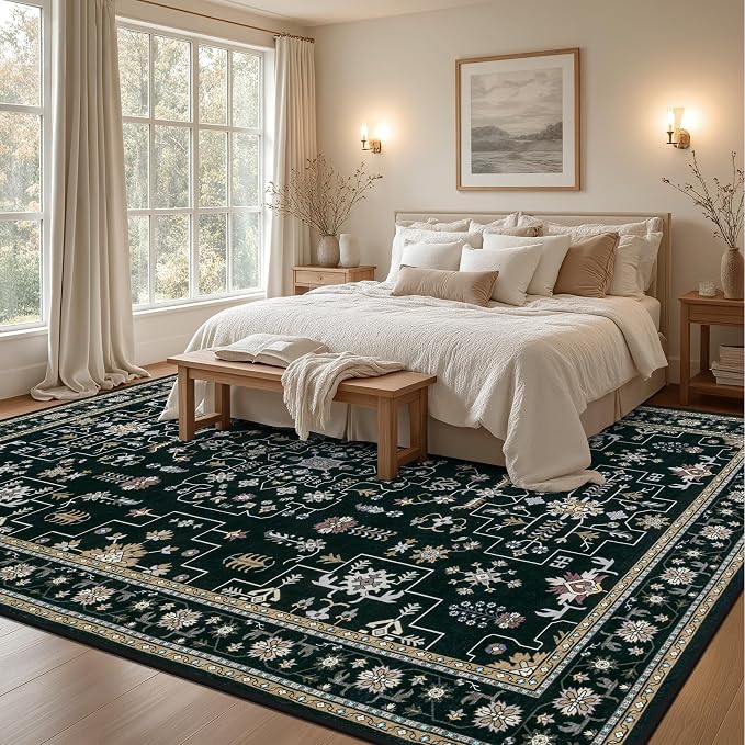 9x12 Area Rugs Living Room: Washable Vintage Rug - Image 4