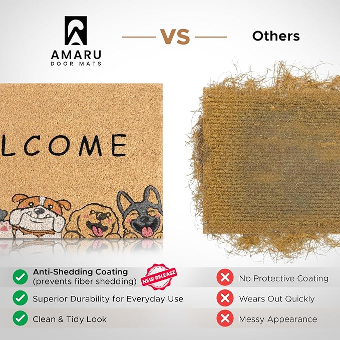 Coir Welcome Mat, Welcome Dogs, 17 x 29 in | 100% Natural Coir, Anti-Shedding - Image 5