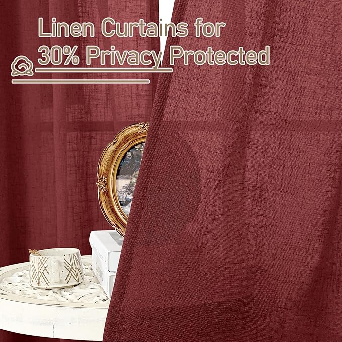 Semi Sheer Linen Curtains 63 Inch - Image 5