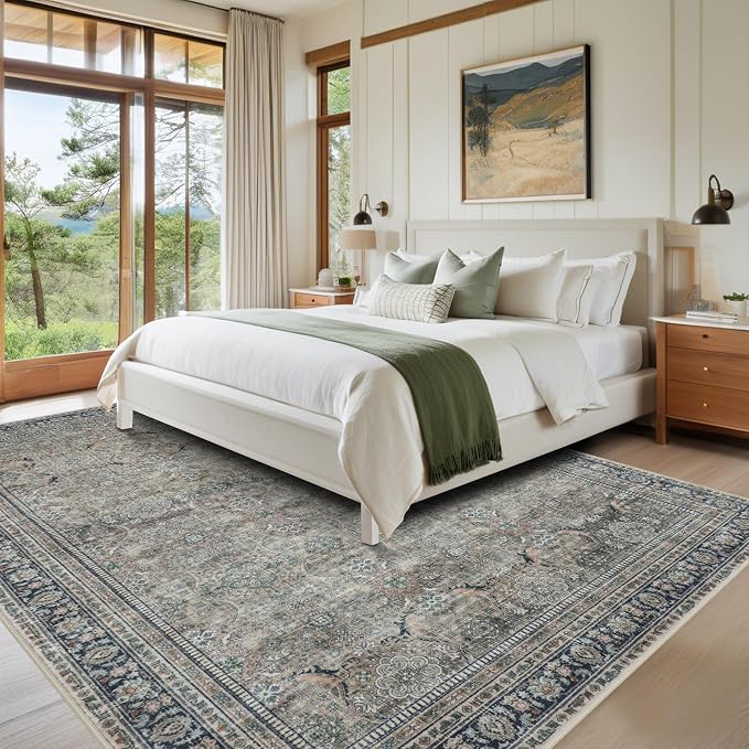 Green Retro 8x10 Washable Area Rugs - Image 7
