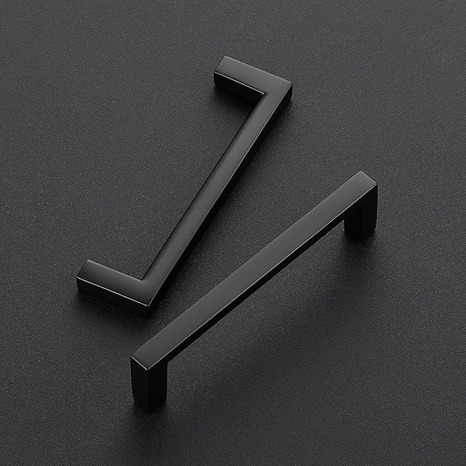Ravinte 30 Pack Matte Black Cabinet Pulls, 3-3/4 Inch (96mm) Hole Center Slim Kitchen Handles, Square Drawer Pulls for Cabinets & Cupboards, Hardware