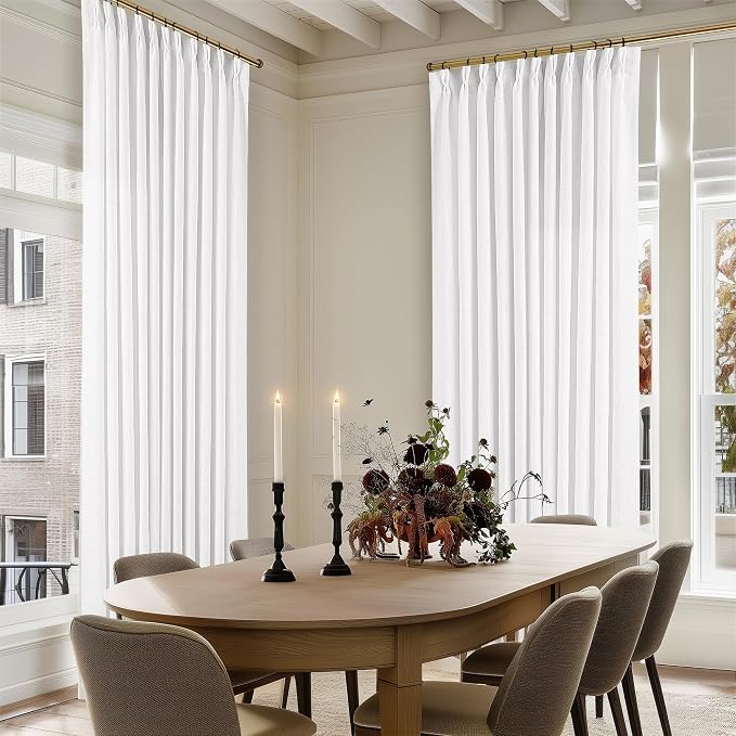 Snow White Pinch Pleat Semi Sheer Linen Curtains W70xL84 1 Panel | Light - Image 7
