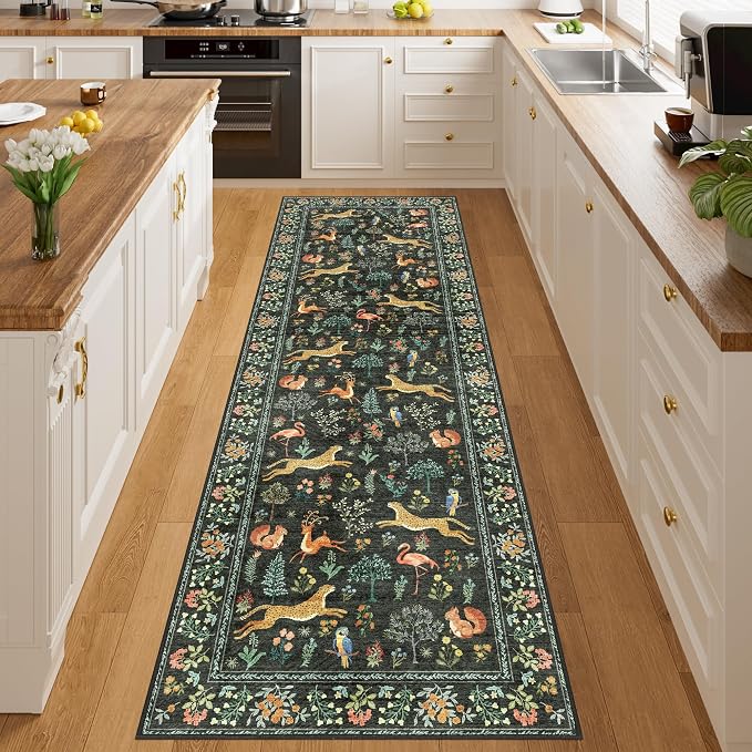 DUKINO 2x6 Runner Rug, Washable Animal Kitchen Rugs Non Slip, Low Pile - Image 5