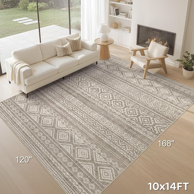 cotiled Boho 10x14 Area Rug for Living Room: Large Moroccan Washable Rug | - Image 9