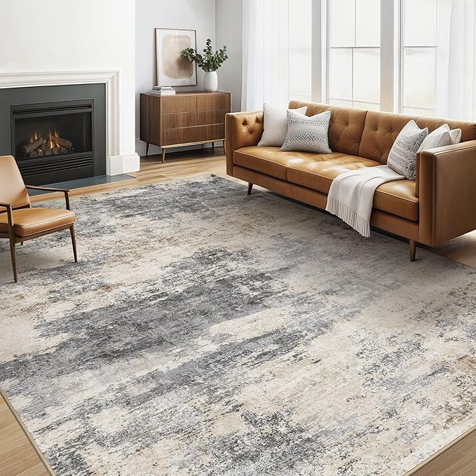 LOONGRUG 6x9 Area Rugs Washable Neutral Modern Living Room Rug Grey Brown | by LOONGRUG