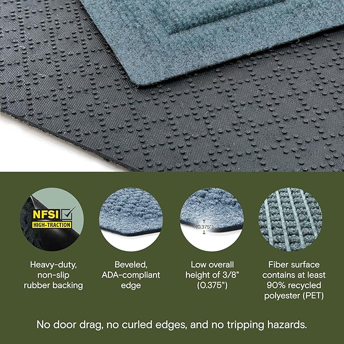 WaterHog Squares Front Door Mat Indoor Outdoor Entrance, All-Weather Mats | - Image 3