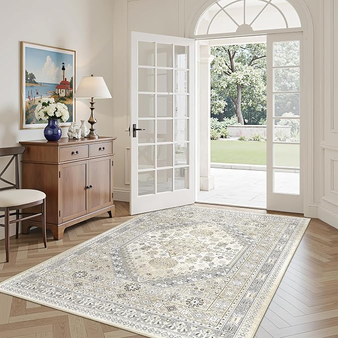 4x6 Area Rugs for Living Room, Non Slip Rugs for Bedroom, Low Pile Soft - Image 3