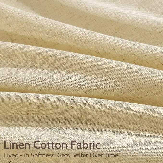 Cream Yellow Linen Curtains 102 Inches Long - Image 4
