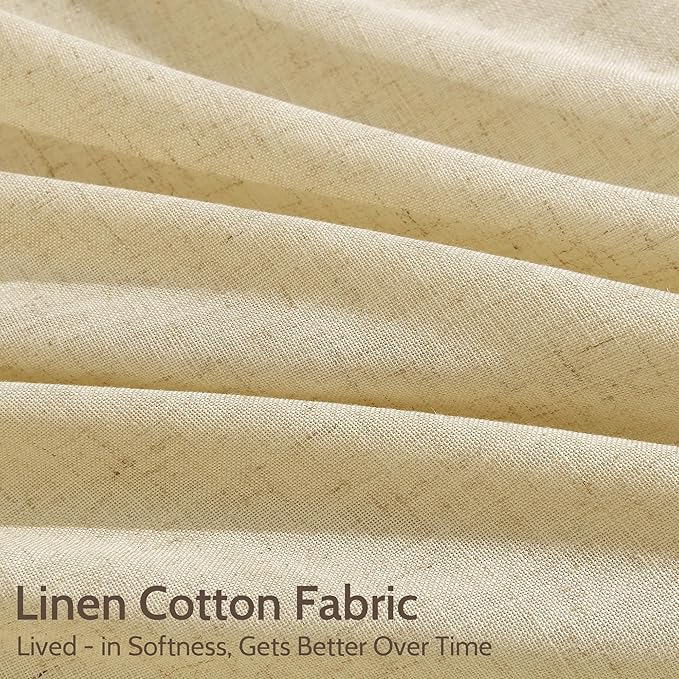Cream Yellow Linen Curtains 90 Inches Long - Image 4