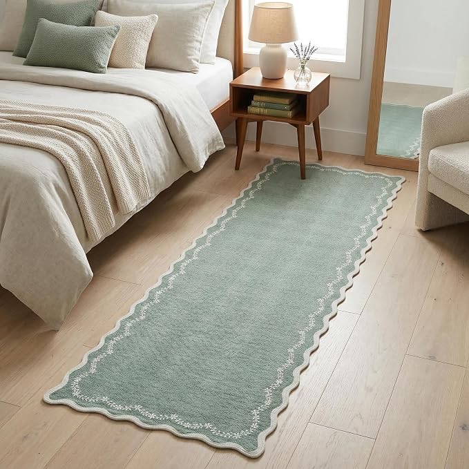 GarveeHome 2x6 Scalloped Washable Runner Rug Non Slip Hallway Kitchen Rug | - Image 4