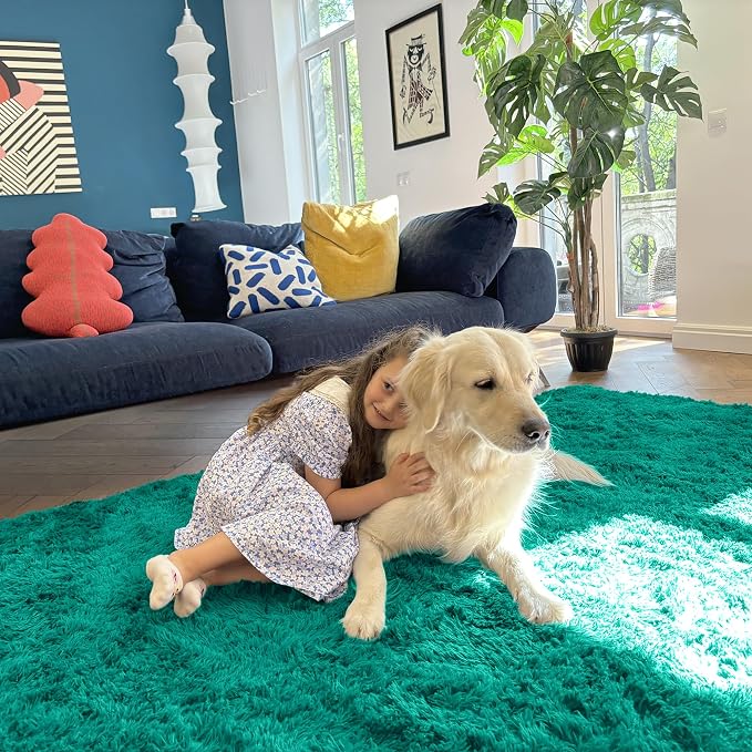 OLANLY 3x5 Machine Washable Small Bedside Rug, Soft Fluffy Shaggy Rugs - Image 5