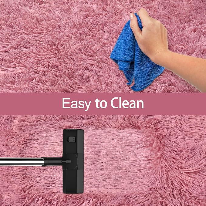2x6 Bedside Area Rugs for Bedroom Soft Fluffy Shag Blush Pink Rug for Hallway - Image 7