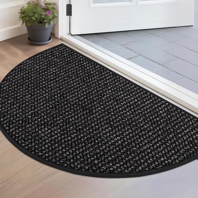 BEQHAUSE Dirt Trapper Door Mat 17" x 30" Half Circle Non Slip Rugs, Absorbent by BEQHAUSE