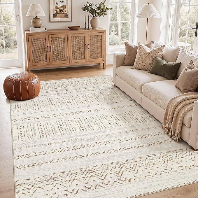 cotiled Boho 5x8 Area Rugs for Living Room: Soft Moroccan Washable Rug | Solve by COTILED