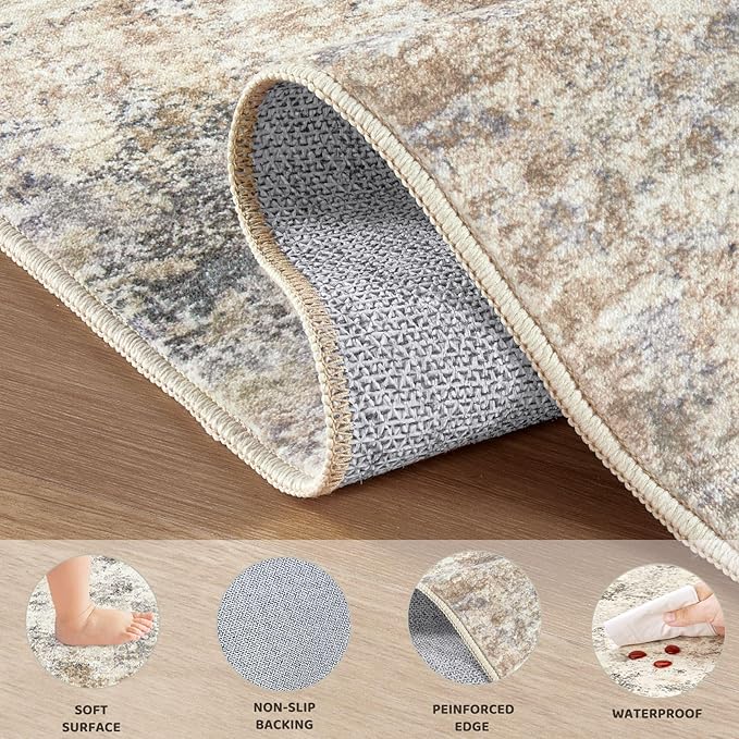 UERMEI 2x3 Entryway Area Rug: Washable Neutral Modern Abstract Small Rug - Image 7