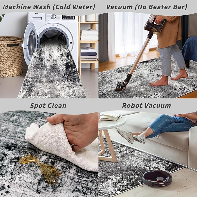 2x5 Washable Kitchen Rug Runner – Non-Slip Abstract Modern Small Rug - Image 6