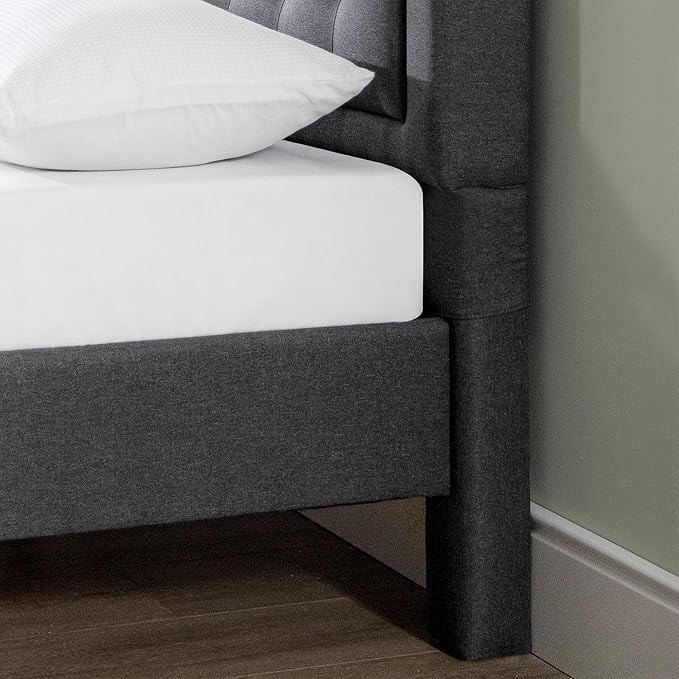 ZINUS Dachelle Upholstered Platform Bed Frame, Mattress Foundation, Wood Slat Support, No Box Spring Needed, Eco Friendly WonderBox (TM) Packaging, Easy Assembly, Dark Grey, Full
