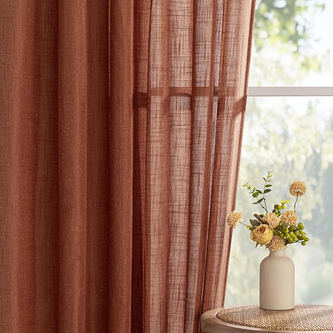 MYSKY HOME Terracotta Curtains for Bedroom Living Room 84 Inches Long Light - Image 9