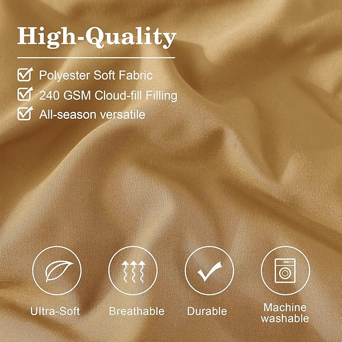 Monbix Queen Comforter Set - 7 Pieces Desert Yellow Bed in a Bag Queen Bedding Sets with Comforters, All Seasons Down Alternative Comforter Bed Set with Sheets, Pillowcases & Shams