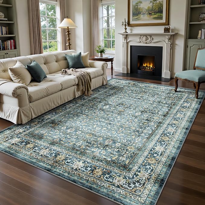 6x9 Area Rugs - Washable Vintage Retro Living Room Rug, Soft Ultra Thin Non by Yarooge