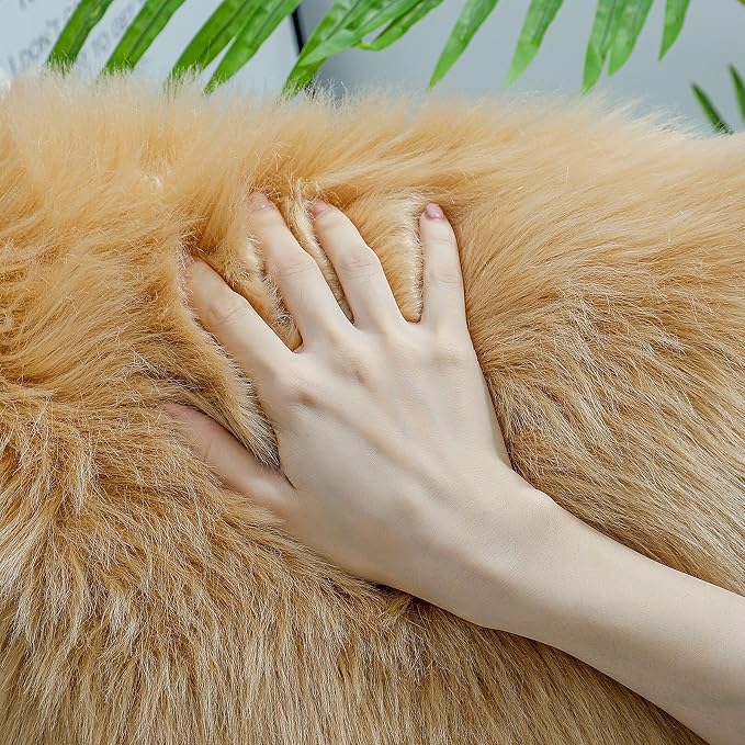 linmopm Faux Fur Sheepskin Rug, 4x6 ft | Shag Fluffy Fuzzy, High-Density Cushion - Image 4