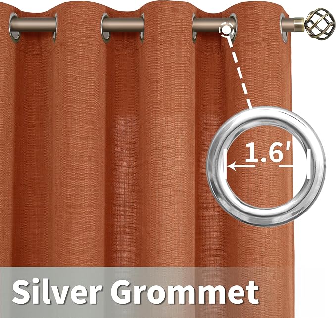 Terracotta 72 Inch Linen Curtains - Image 5