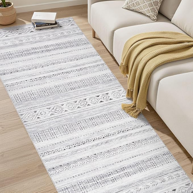 cotiled Hallway 3x10 Runner Rugs Washable Boho Rug Dark Grey | Solve Modern - Image 7