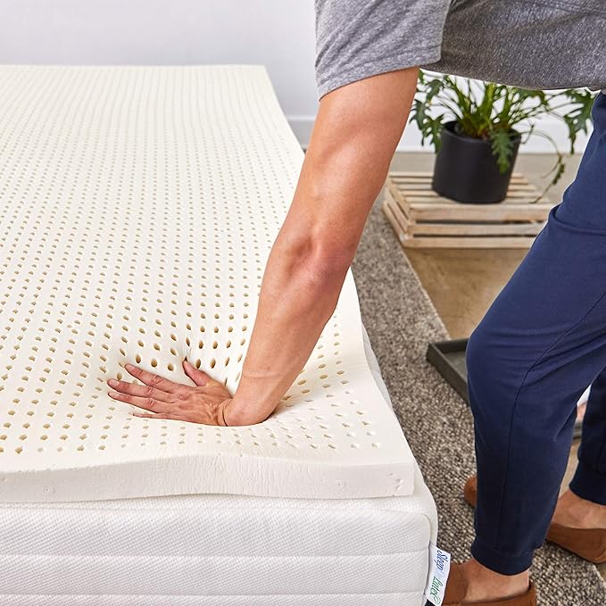 Pure Green Natural Latex Mattress Topper - Soft - 1 Inch - Queen Size (GOLS Certified Organic)