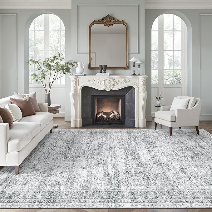 Soalmost Washable Area Rug 8x10 Large Soft Grey Rugs by Soalmost