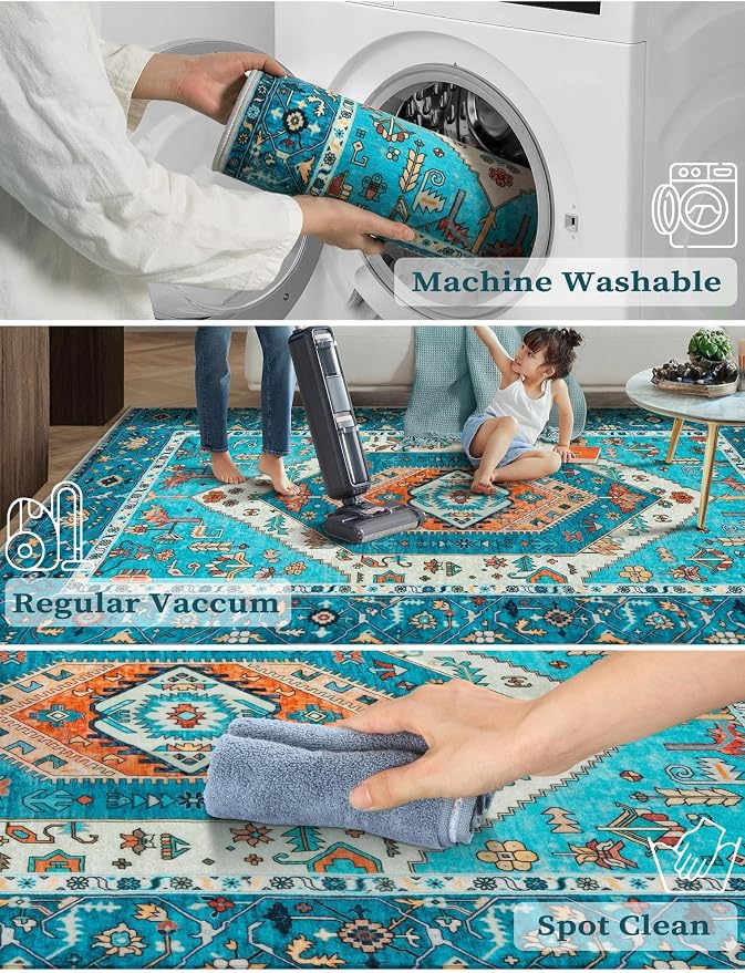 SERISSA 2'6"x16' Washable Non Slip Boho Runner Rug - Image 3