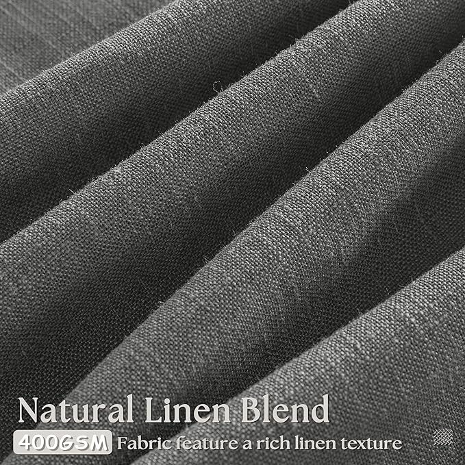 Charcoal Grey Pinch Pleated Linen Sheer Curtains 90 Inches Long 2 Panels | - Image 3