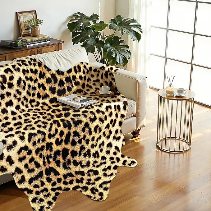 Western Faux Leopard Rug, Large Animal Print Cheetah Rug, 7 x 6.2 Ft | Premium - Image 4
