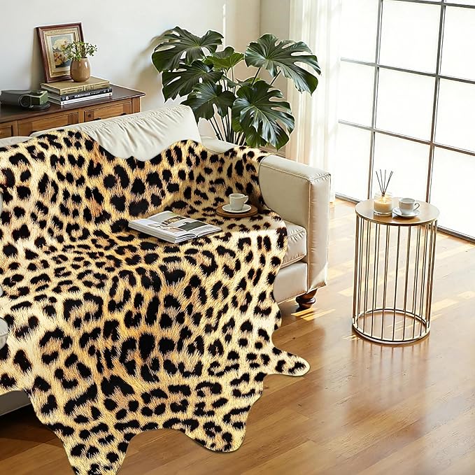 8 x 10 Western Faux Leopard Rug, Large Animal Print Cheetah Rug | Premium - Image 4