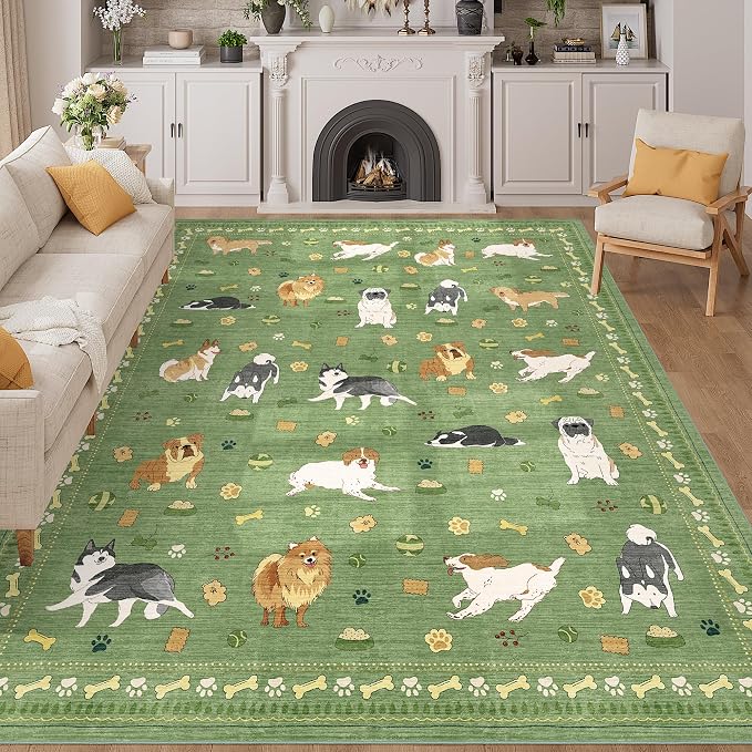 DUKINO 8x10 Area Rug, Washable Dog Rugs by DUKINO