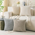 Set of 4 Neutral Decorative Throw Pillow Covers 20x20 Inch Corduroy Pillow by Cozoomy