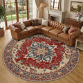 RELEANY Washable Area Rug, Round 10ft, Water Repellent, Pet Friendly, Vintage by RELEANY