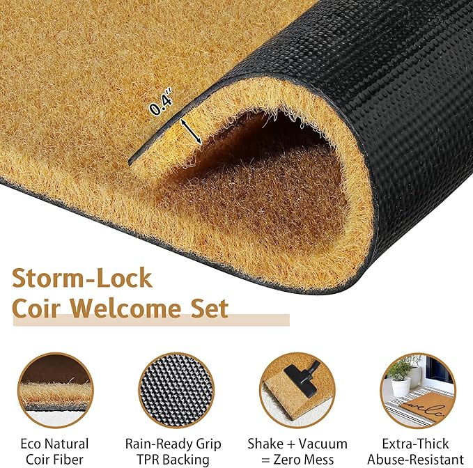 2 Pcs Summer Door Mat, Coco Coir Welcome Doormat - Image 4