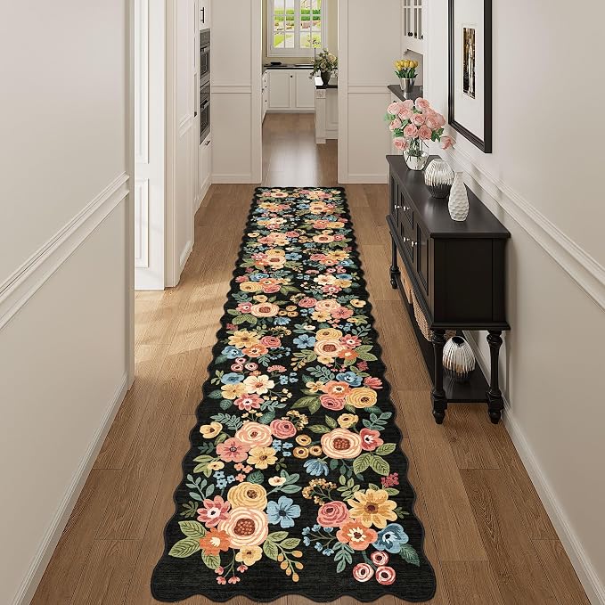 DUKINO 2x12 Washable Runner Rug, Floral Long Runner Rug - Image 9
