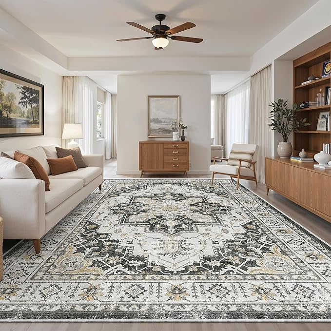 Madane 8x10 Area Rugs for Living Room, Non-Slip Vintage Washable Rug, Soft Low by Madane