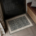 2x3 Black Beige Vintage Floral Washable Area Rug by HUGEAR