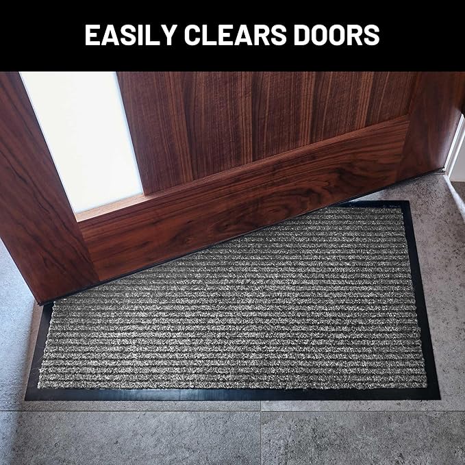 Front Door Mat, Indoor Outdoor Welcome Muddy Doormat, 30x17 Battleship Gray | - Image 4