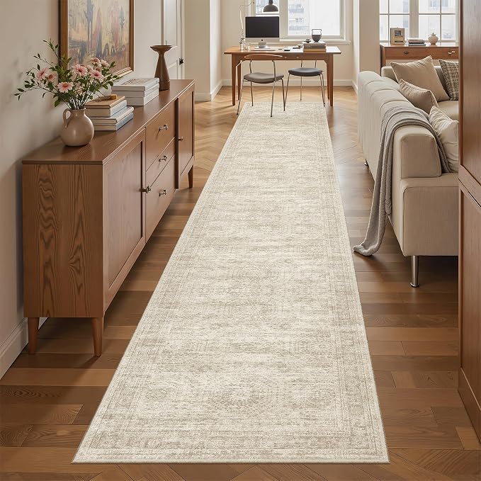 Soalmost Runner Rug 2x10 Washable Non-Slip Hallway Kitchen Runners Beige | by Soalmost