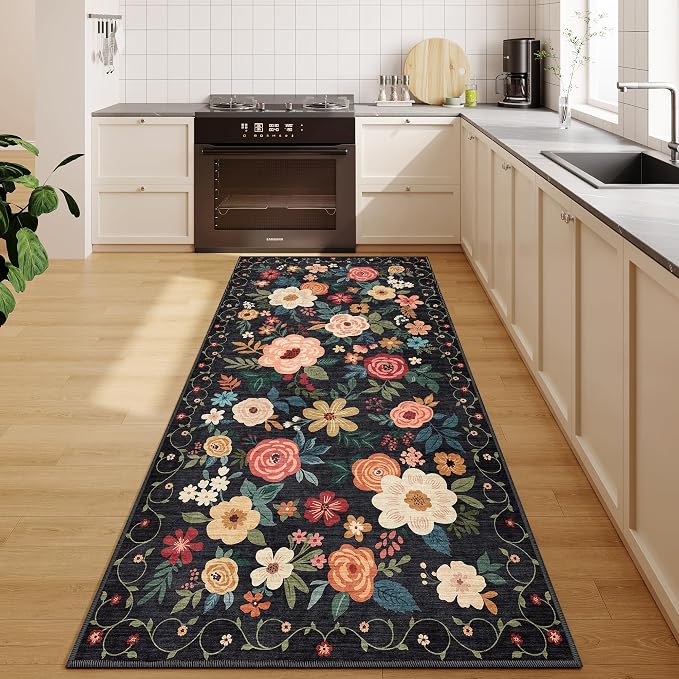 DUKINO 3x6 Runner Rug, Non Slip Floral Washable Rug - Image 9