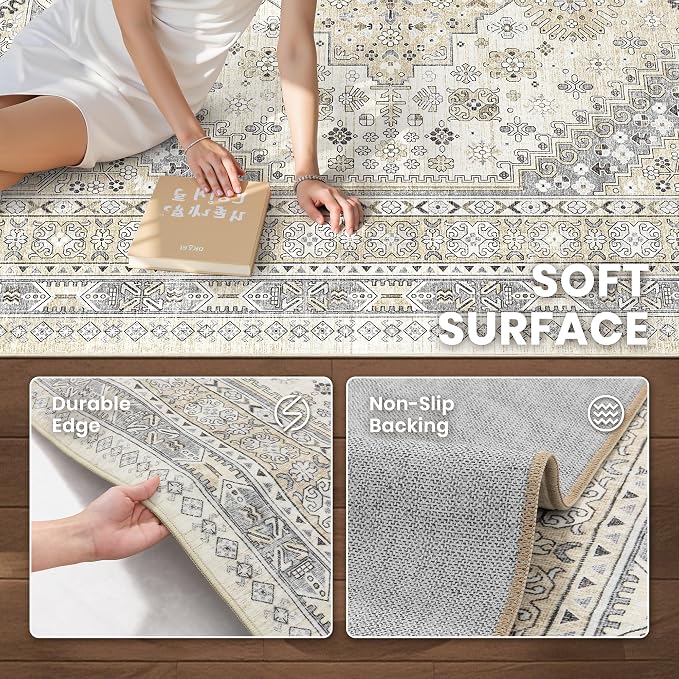 5x7 Area Rugs for Living Room, Large Washable Rug, Dining Room, Low Pile - Image 6