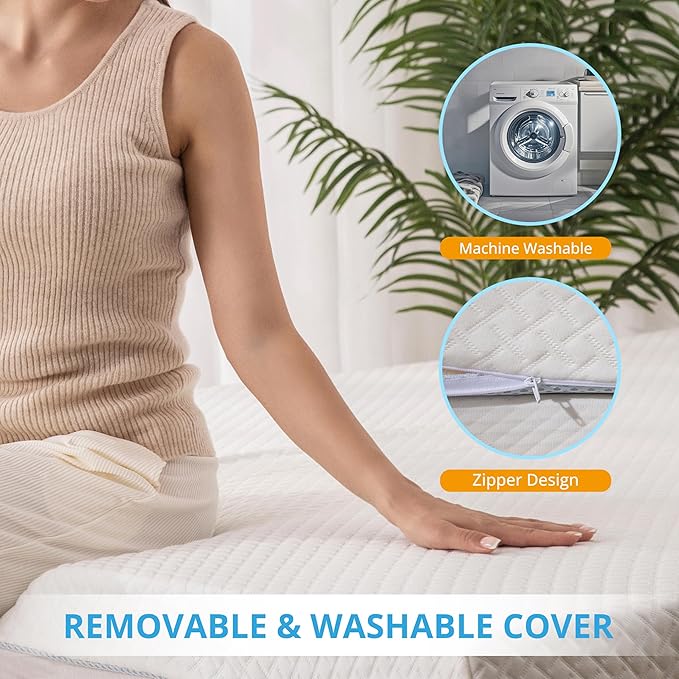 EGO Gel Memory Foam Mattress Topper, 2 Inch Queen with Removable Breathable Soft Cover, Cooling Bed Topper for Comfort Body Support & Pressure Relief, CertiPUR-US Certified